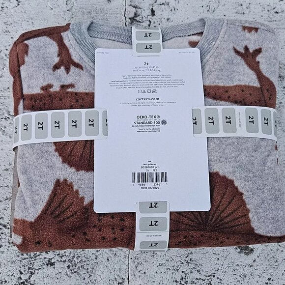 Carters Baby Sleepwear Green and Gray 1 Piece Fleece Jumper Set of 2 Size 2T New - Picture 10 of 11